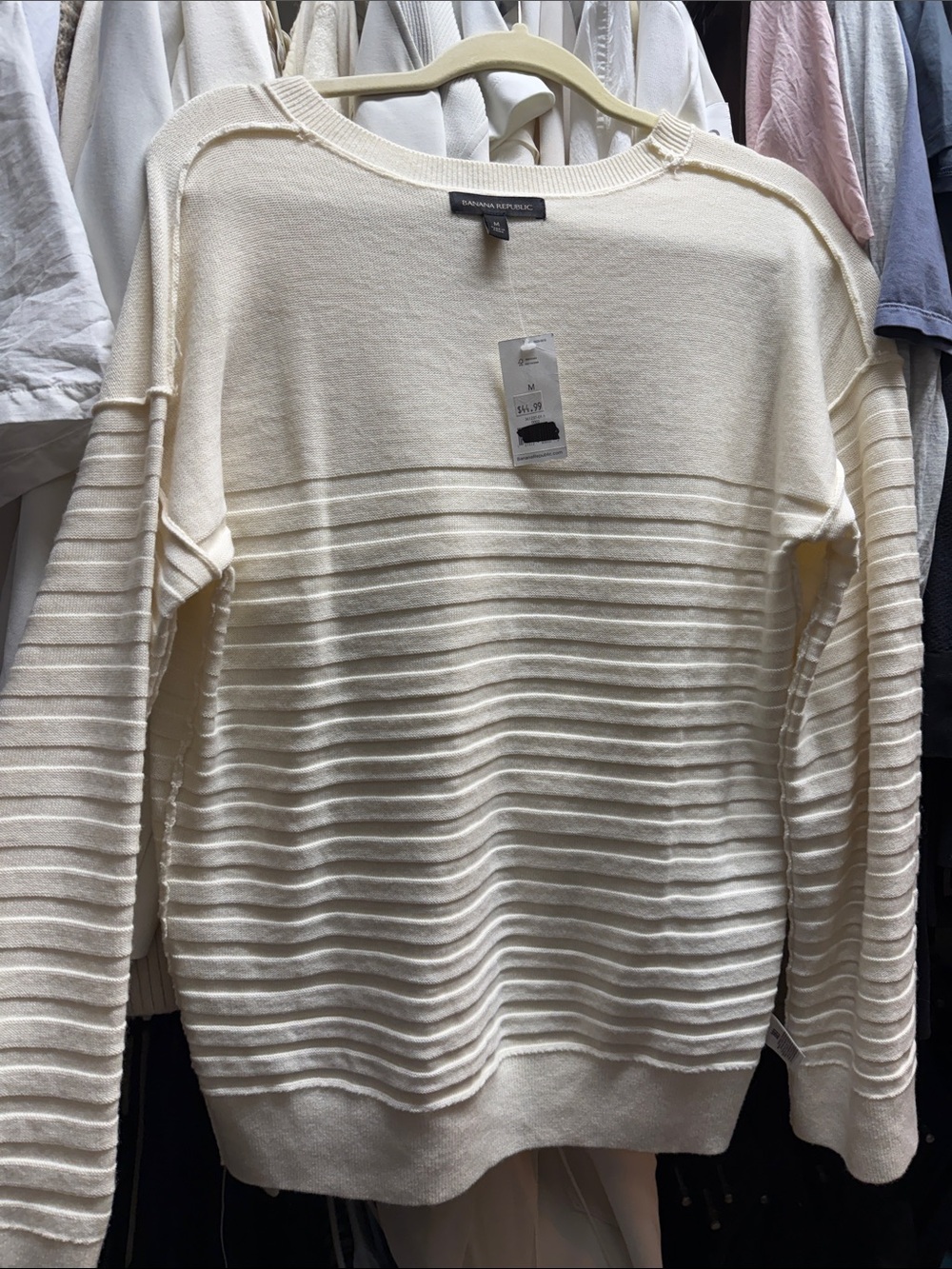 Banana Republic Cream Ribbed Crewneck Sweater